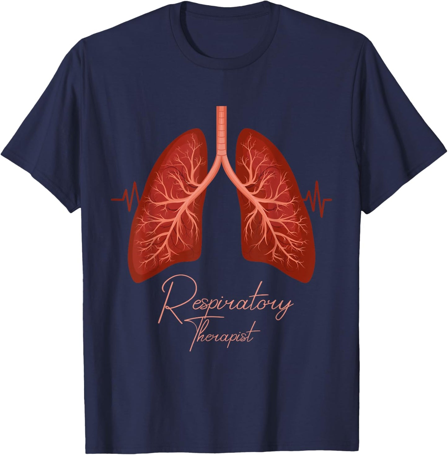 Hilarious Respiratory Therapist Cardiopulmonary Breathing T-Shirt - T-Shirt | Navy