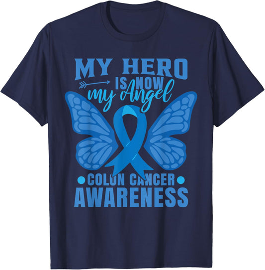Colon Cancer Butterfly T-Shirt - T-Shirt | Navy