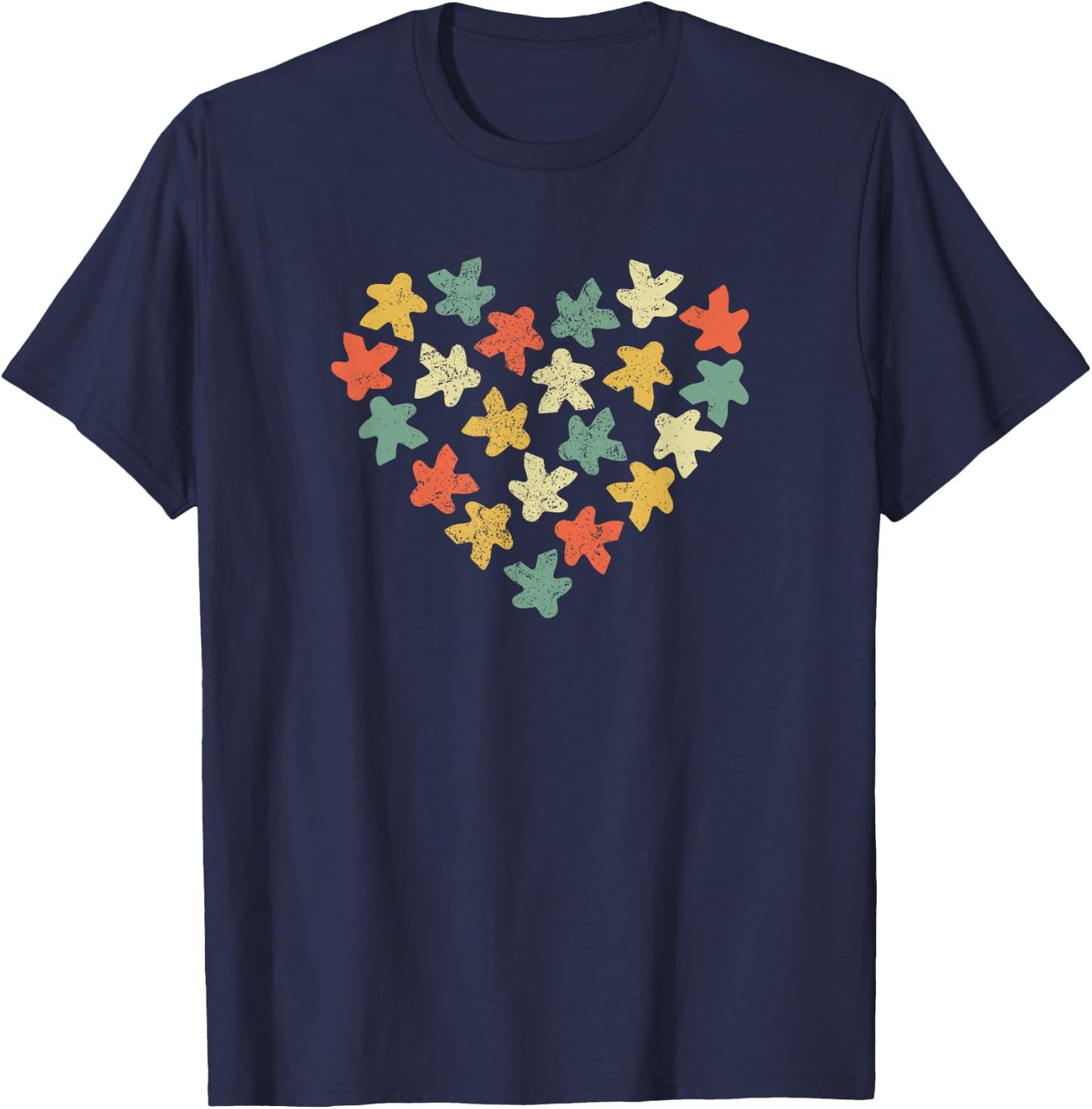 Board Game Player Meeples Heart Love Vintage Gamer T-Shirt - T-Shirt | Navy