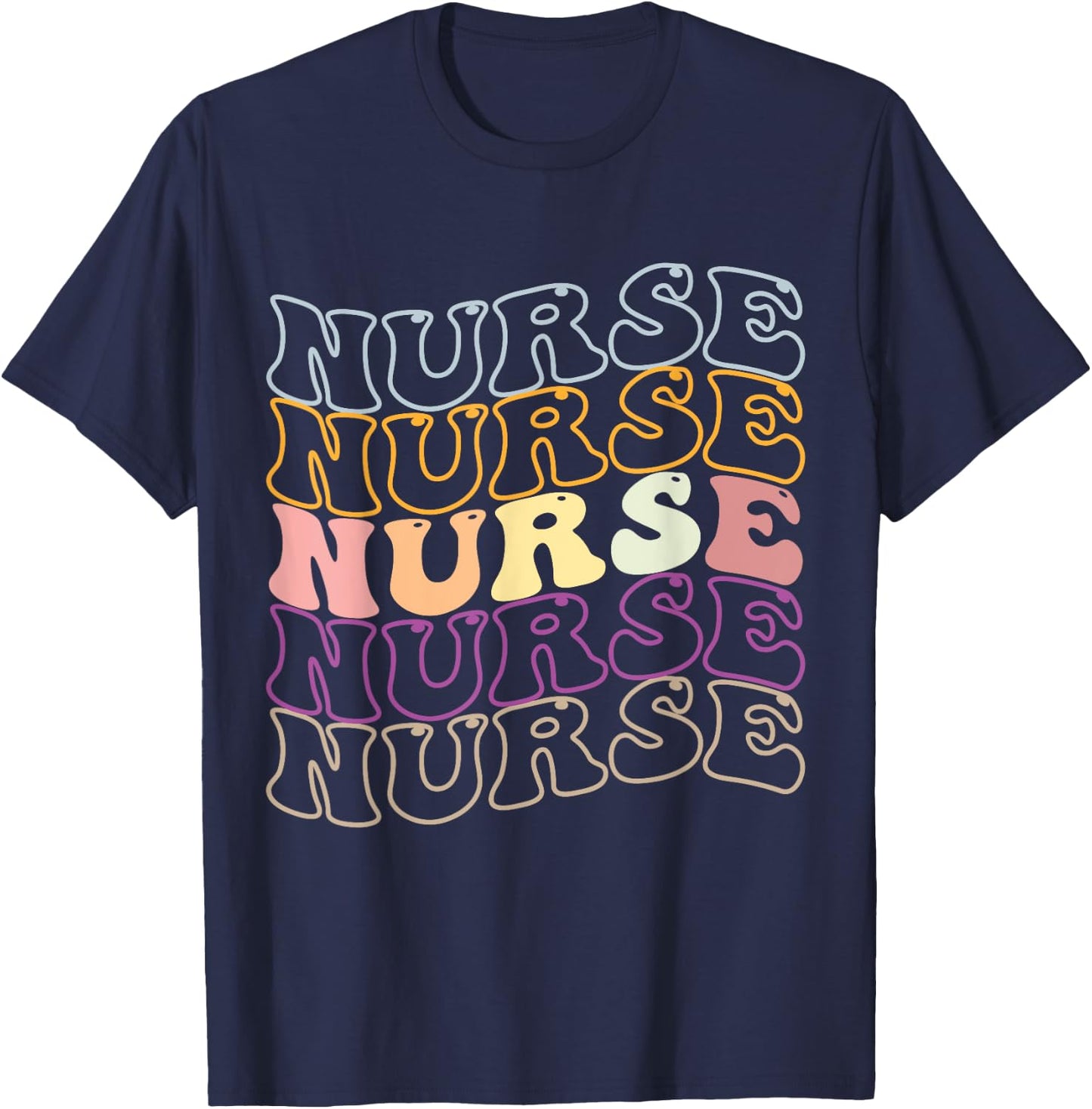 Nurse Groovy Retro Hippie T-Shirt - T-Shirt | Navy