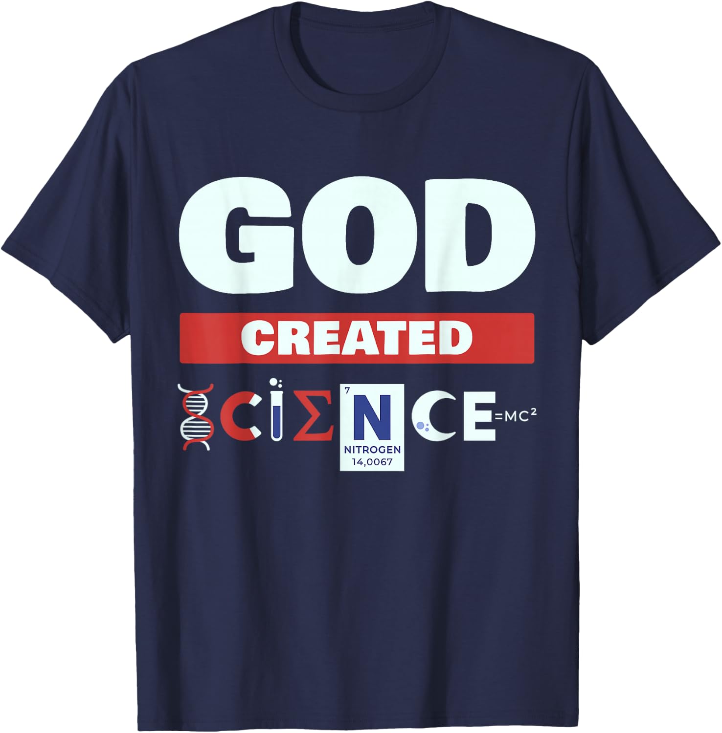 God Created Science - Christian T-Shirt - T-Shirt | Navy