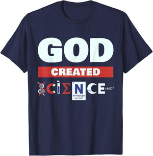 God Created Science - Christian T-Shirt - T-Shirt | Navy