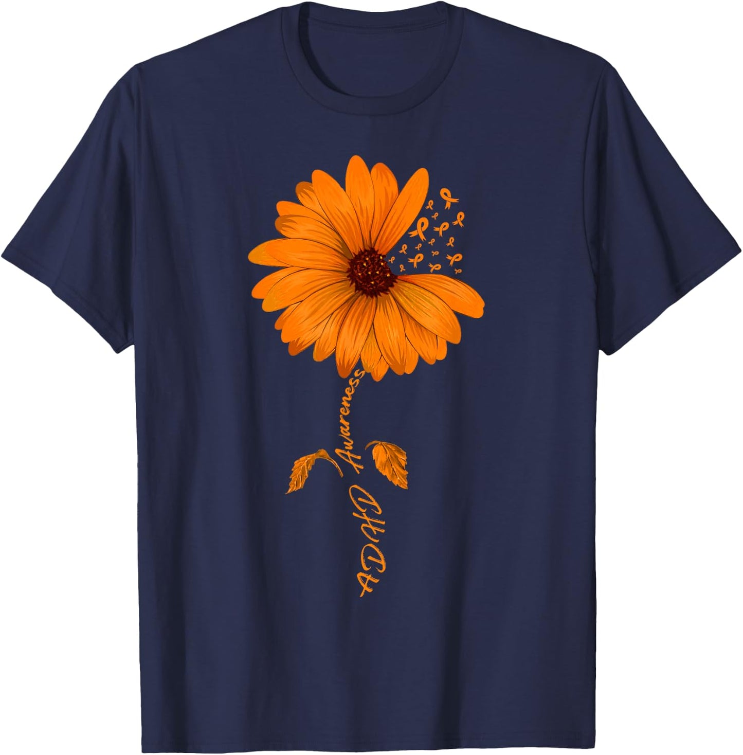 ADHD Awareness Sunflower T-Shirt - T-Shirt | Navy