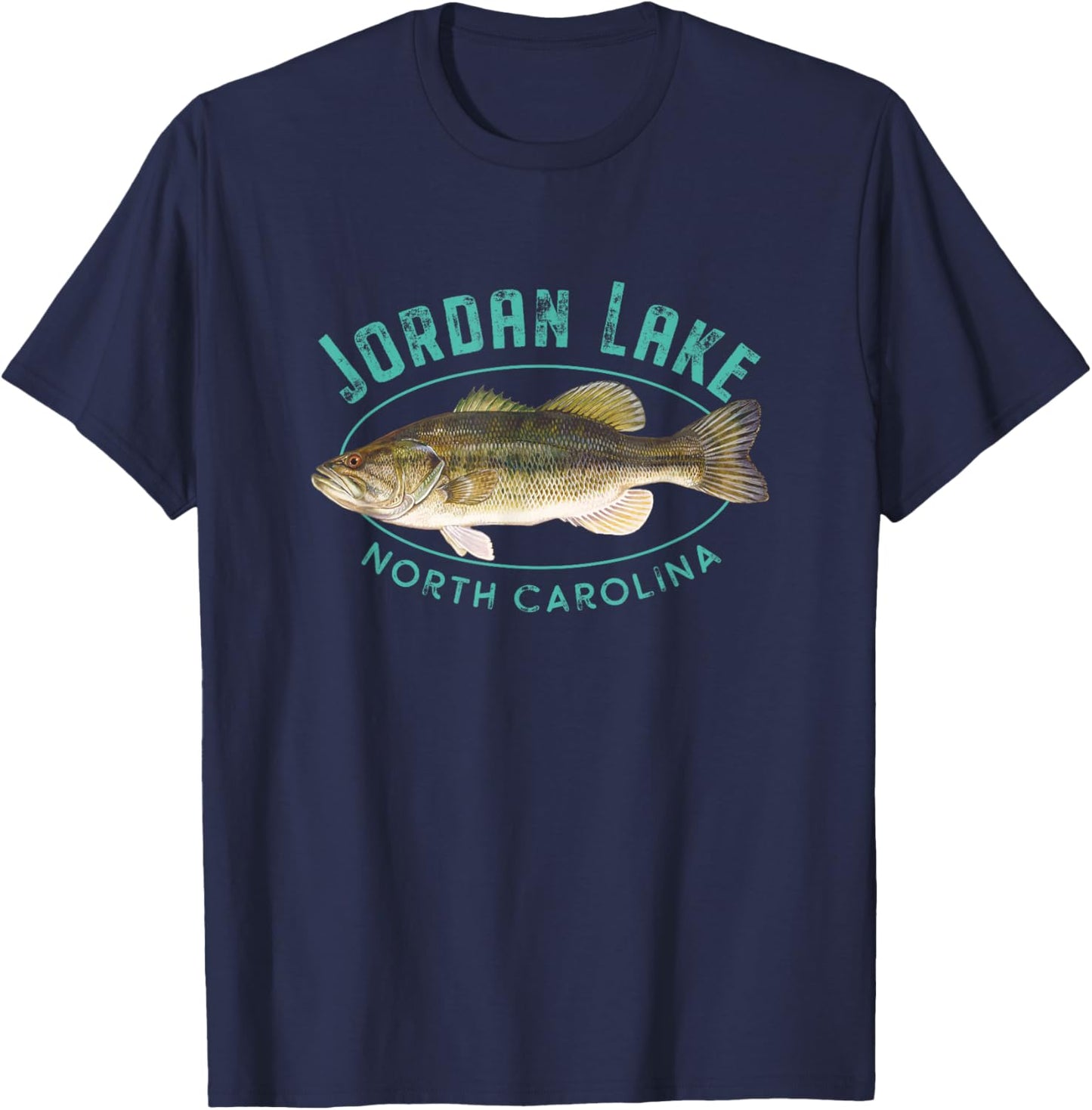 Jordan Lake North Carolina Largemouth Bass Design T-Shirt - T-Shirt | Navy