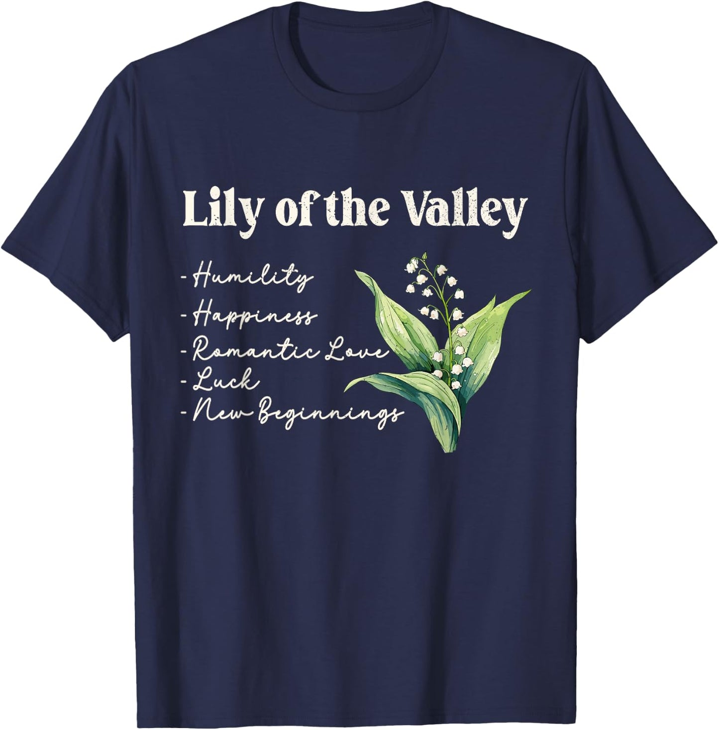 May Birth Flower Lily of the Valley | May Birthday T-Shirt - T-Shirt | Navy