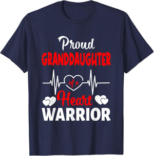 Proud Granddaughter Of A Heart Warrior CHD Awareness T-Shirt - T-Shirt | Navy