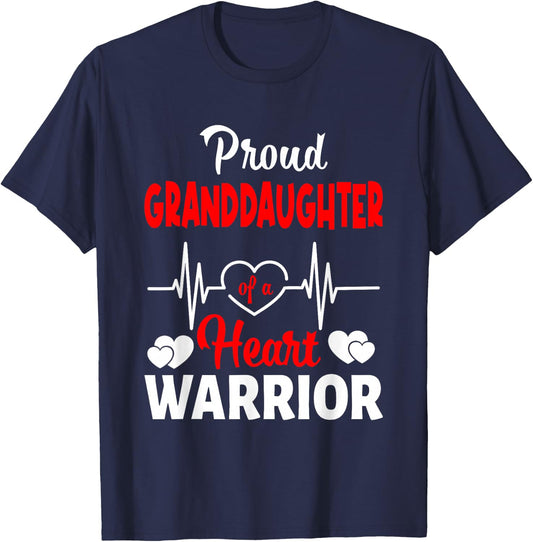 Proud Granddaughter Of A Heart Warrior CHD Awareness T-Shirt - T-Shirt | Navy