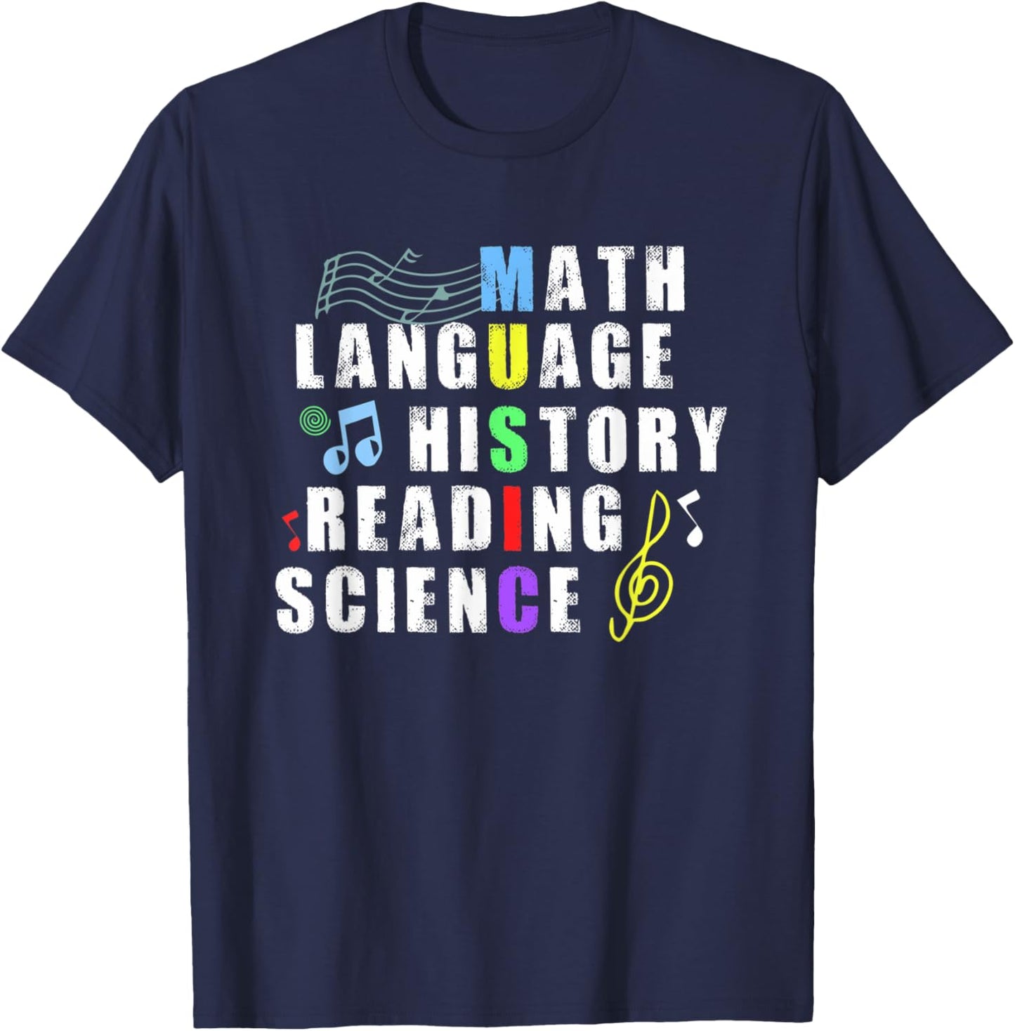 Math Language History Reading Science Music Teacher Gifts Women T-Shirt - T-Shirt | Navy