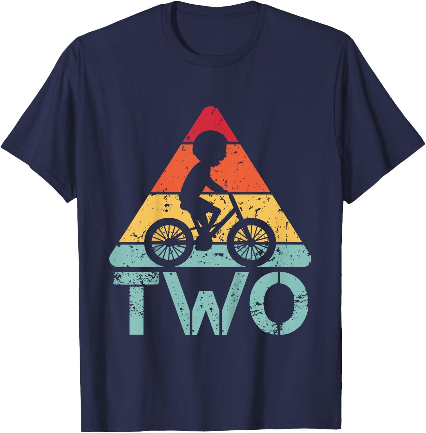 Cyclist Two Birthday Cycling 2nd 2 Year Old Bike Birthday T-Shirt - T-Shirt | Navy