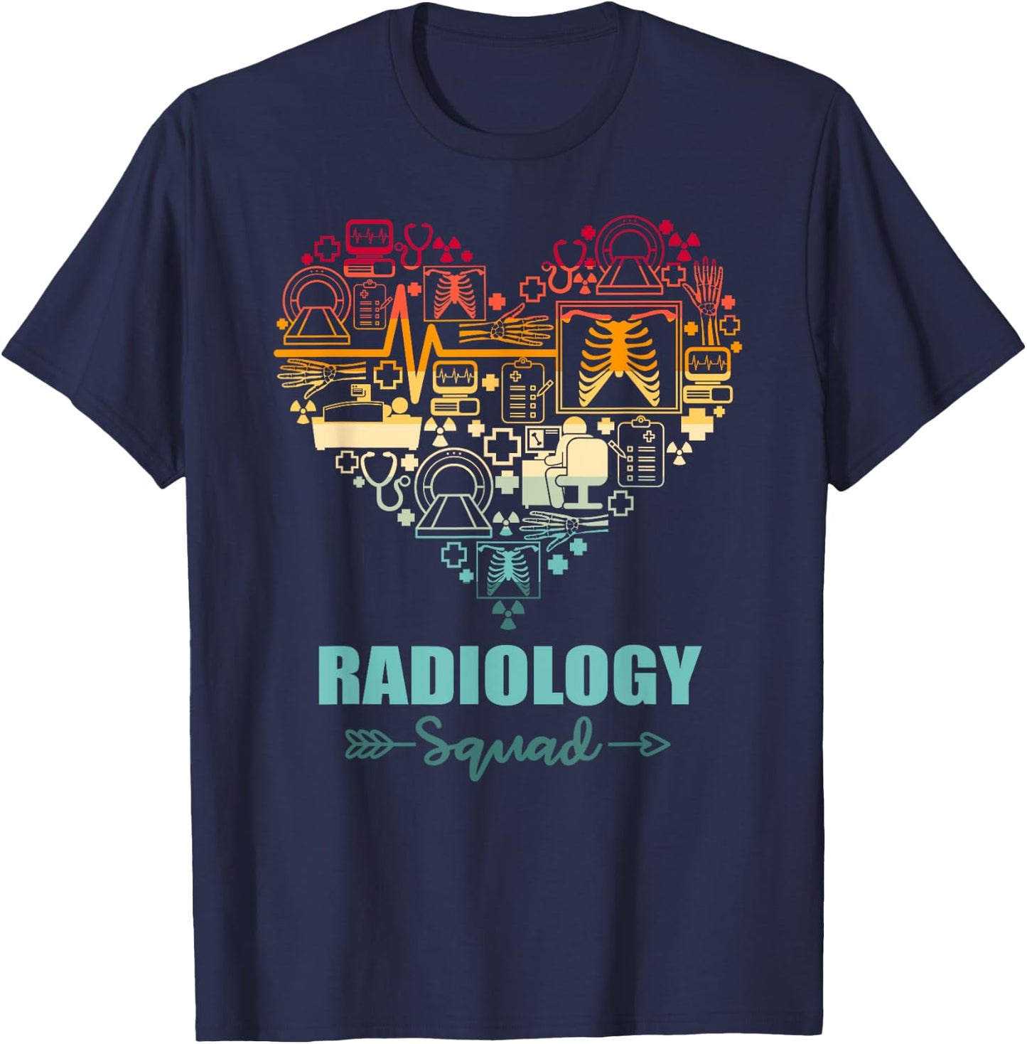 Radiology Squad Heart Funny Radiology Team T-Shirt - T-Shirt | Navy