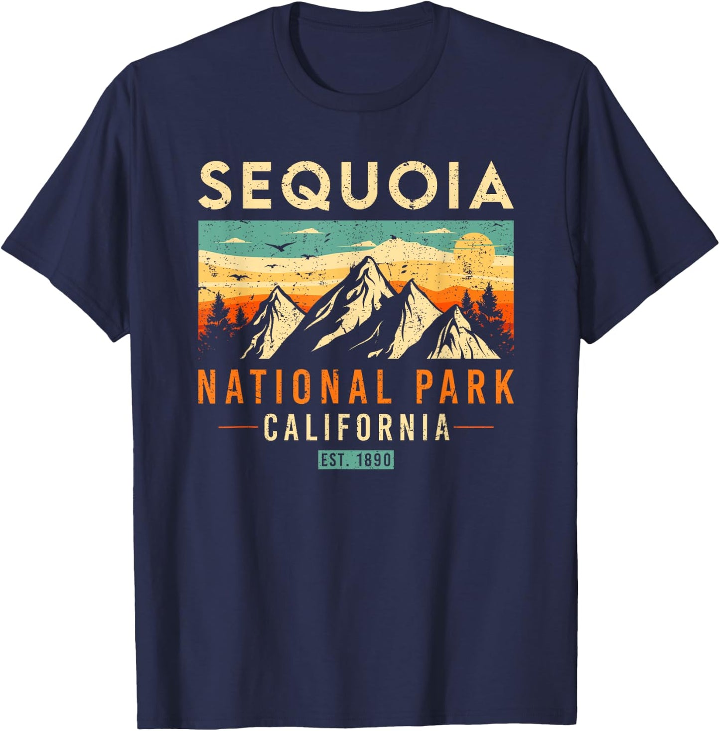 Sequoia Est. 1890 Retro California National Park T-Shirt - T-Shirt | Navy