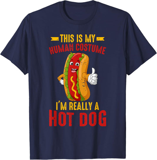 Sausage Hot Dog Human Costume I'm Really A Hot Dog Funny T-Shirt - T-Shirt | Navy