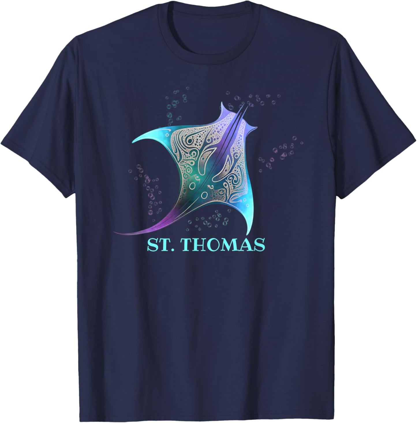 Stingray Manta Ray Scuba Diving, St Thomas US Virgin Islands T-Shirt - T-Shirt | Navy