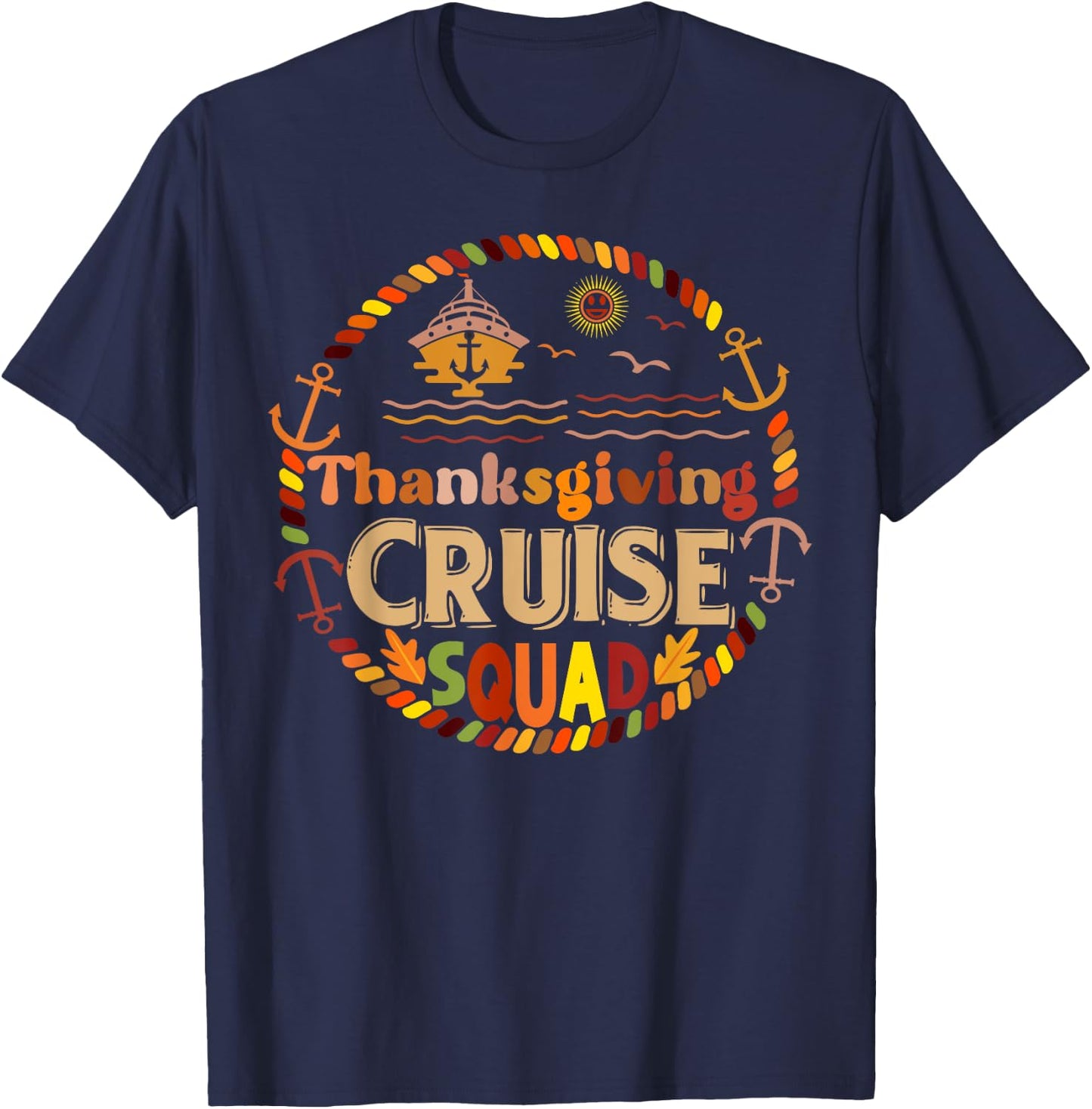 Family Thanksgiving Cruise 2024 Autumn Cruise Squad T-Shirt - T-Shirt | Navy