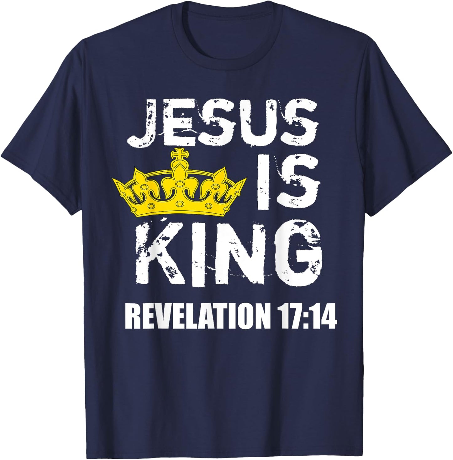 Jesus is King (Crown) - Faith, God, Christian Jesus4m3 T-Shirt - T-Shirt | Navy