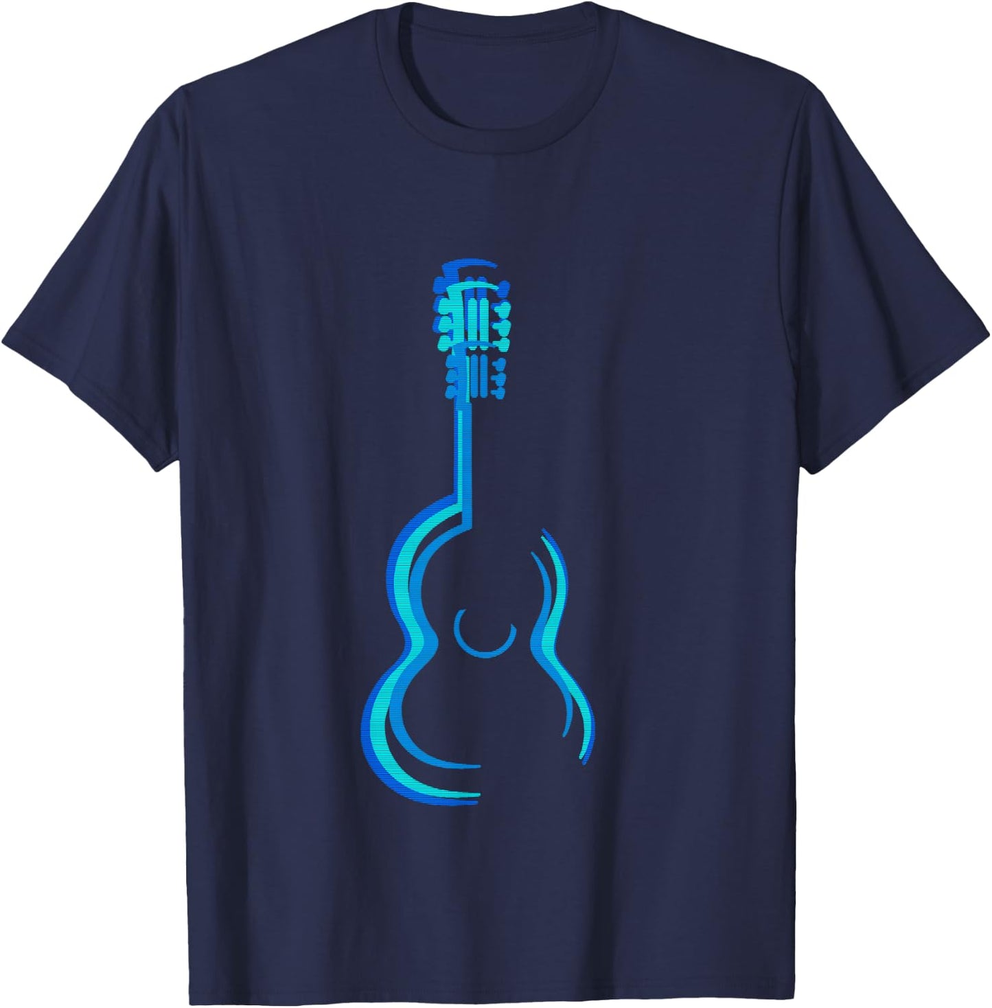 Guitar Graphics Everywhere -Kids Guitar Lovers - Black, Small T-Shirt - T-Shirt | Navy