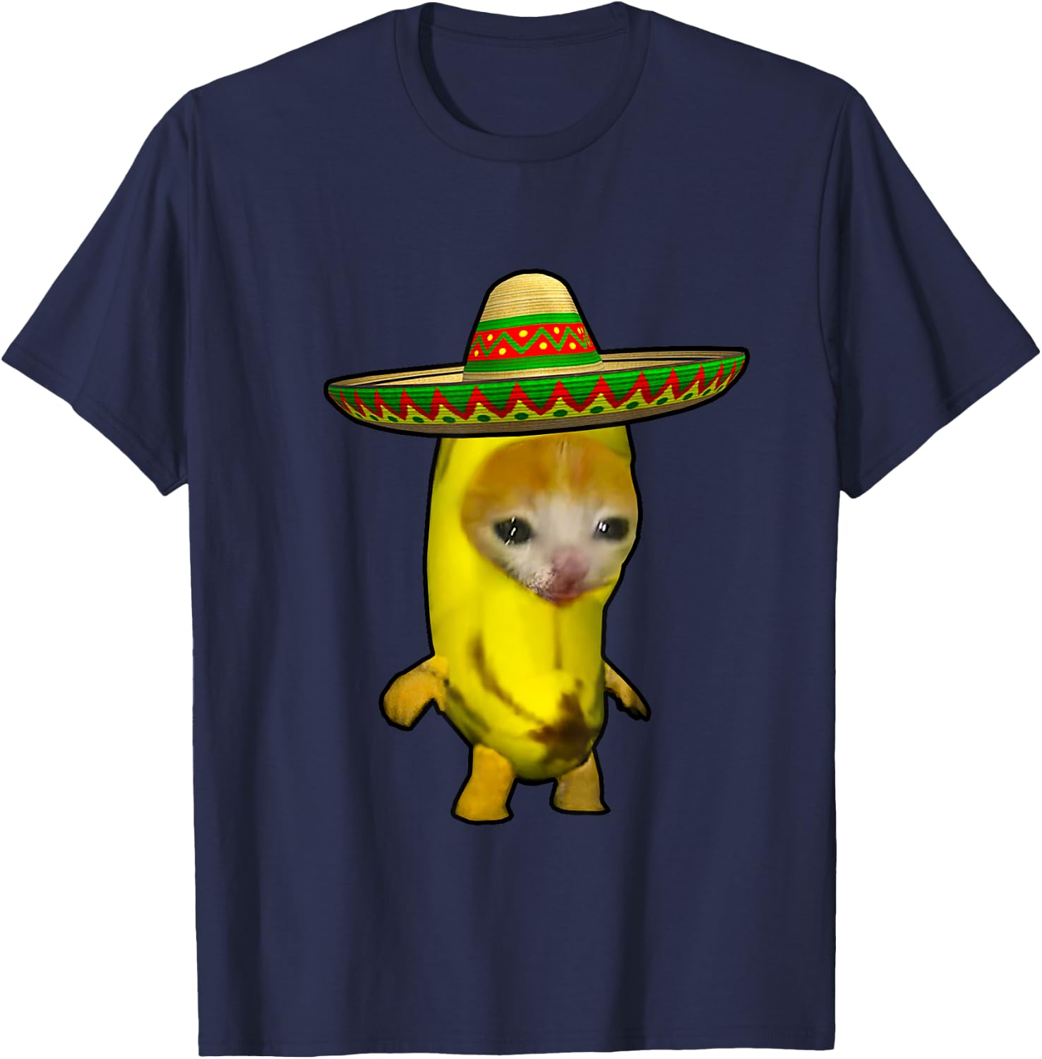 Sombrero Banana Cat Bananacat Meme Mexican Hat Kitty Meme T-Shirt - T-Shirt | Navy