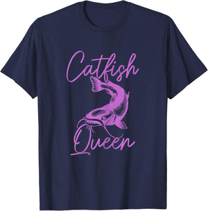 Catfish Queen Catfish Fishing Fisherman T-Shirt - T-Shirt | Navy