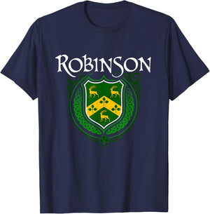 Robinson Surname Irish Clan Tartan Badge Ireland T-Shirt - T-Shirt | Navy