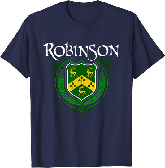 Robinson Surname Irish Clan Tartan Badge Ireland T-Shirt - T-Shirt | Navy