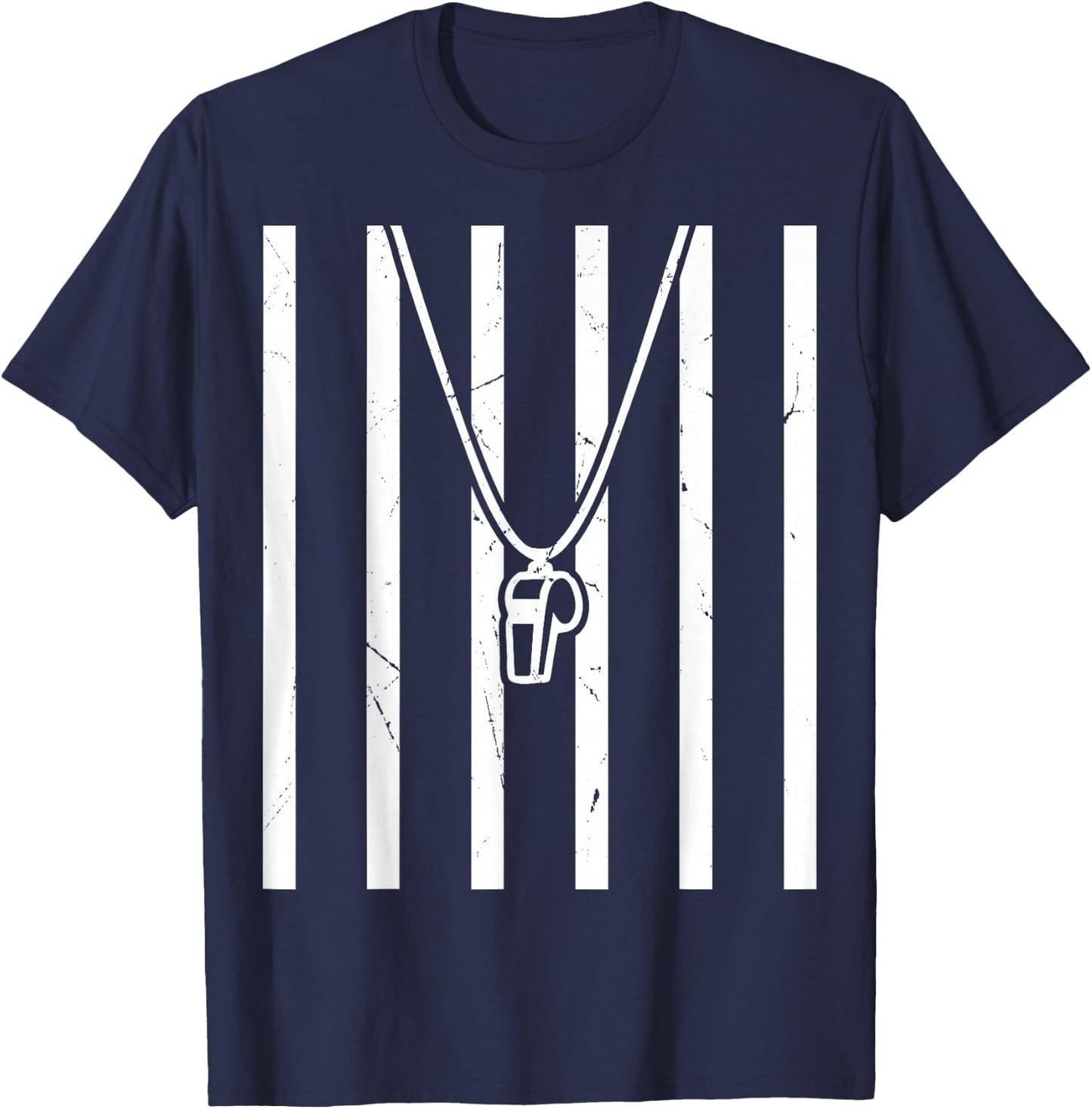 Referee Costume Ref Whistle Refereeing Linesman Umpire T-Shirt - T-Shirt | Navy