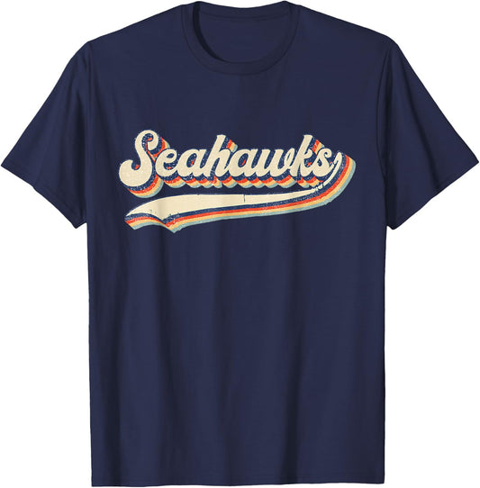 Seahawks Name Retro Vintage Gift Women Boy Girl T-Shirt - T-Shirt | Navy
