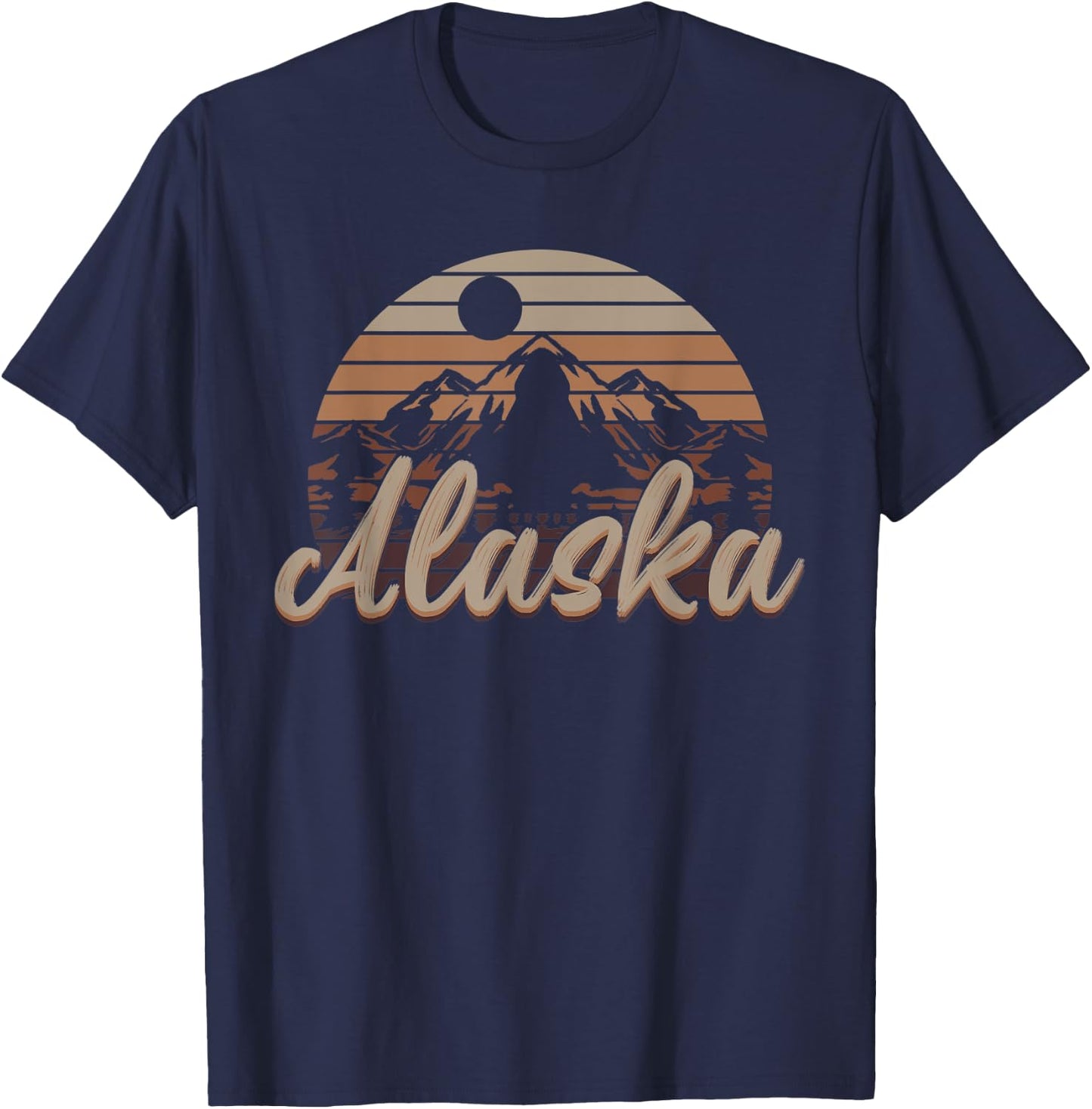 Hiking Forest Mountain Landscape Camping Nature Retro Alaska T-Shirt - T-Shirt | Navy