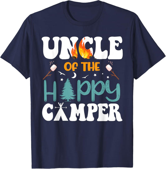 Uncle Of The Happy Camper Men 1st Bday Camping Trip T-Shirt - T-Shirt | Navy