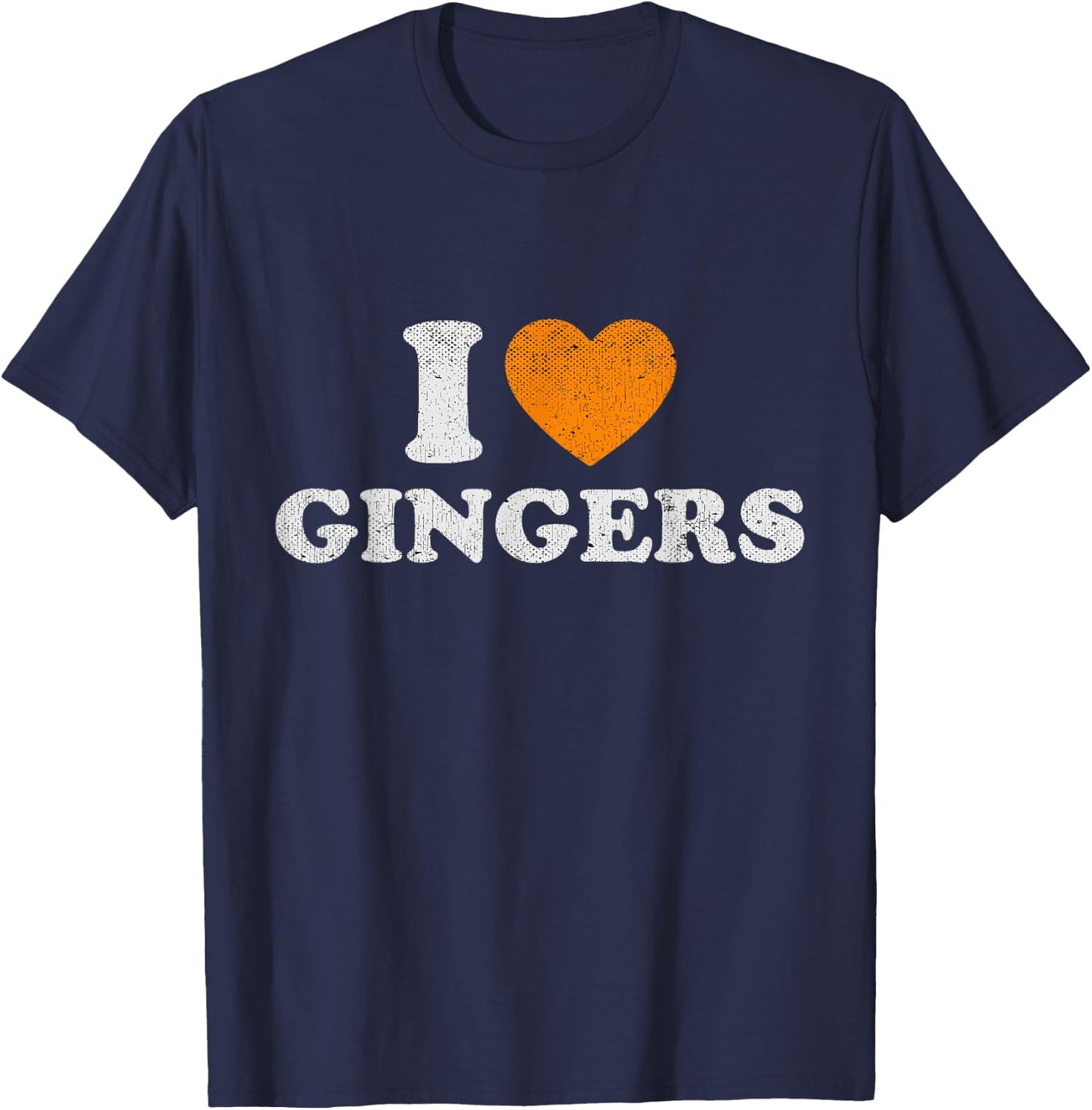 Funny I Heart Gingers Gifts For Red Hair Lovers Redhead Distressed Orange Heart Outfit I Love Gingers T-Shirt - T-Shirt | Navy