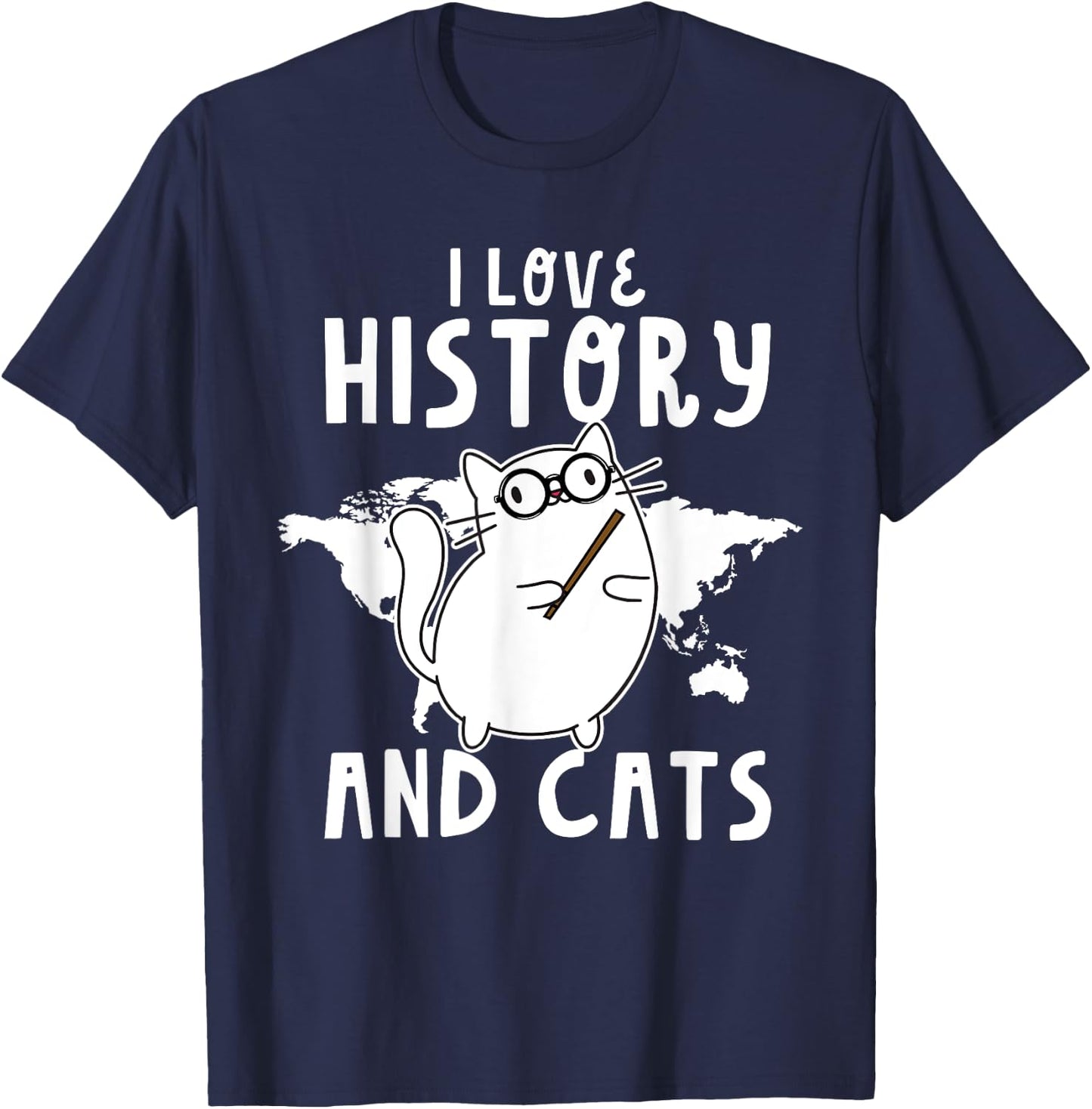 Funny I Love History And Cats Cool History Teacher Women T-Shirt - T-Shirt | Navy