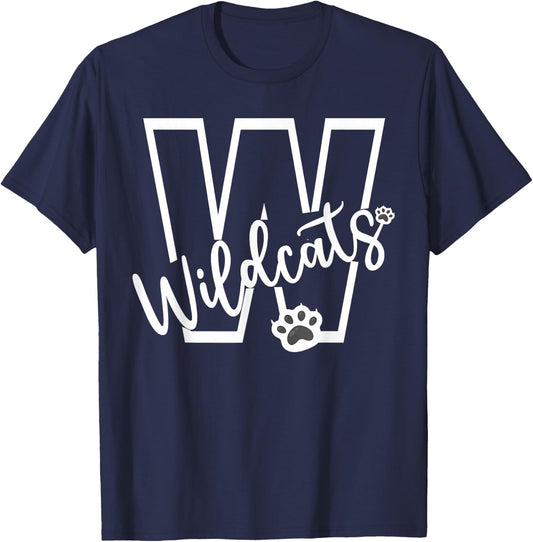 Wildcats School Sports Fan Team Spirit Football Baseball T-Shirt - T-Shirt | Navy