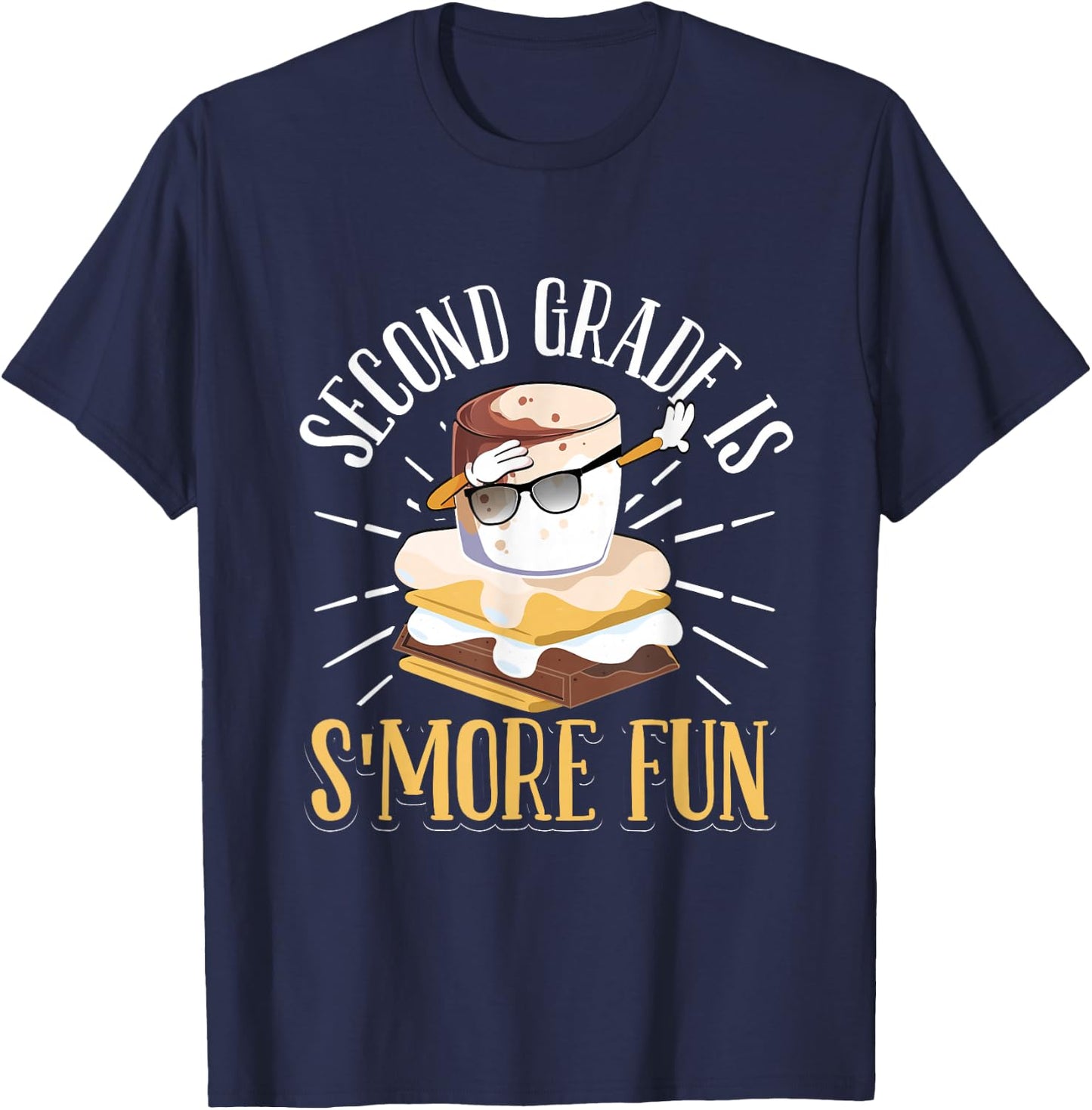 Dabbing Marshmallow Camper Second Grade Is Smore Fun T-Shirt - T-Shirt | Navy