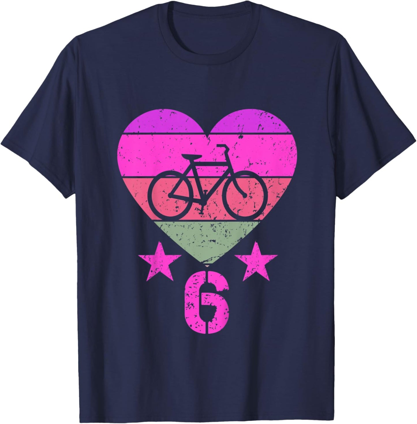 Kids Bicycle Birthday 6 Year Old Boy Girl Bike 6th Birthday T-Shirt - T-Shirt | Navy