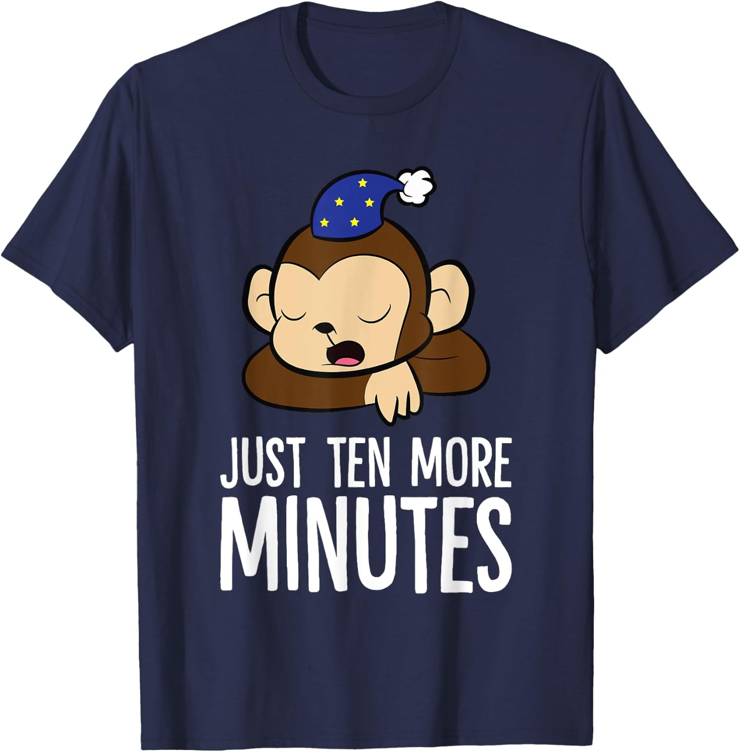 Monkey Sleeping Lazy Tired Just Ten More Minutes Monkey T-Shirt - T-Shirt | Navy