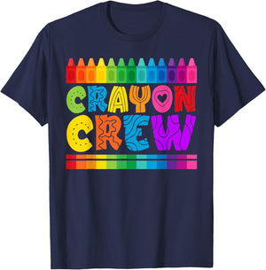 Crayon Crew Coloring Artistic Drawing Color T-Shirt - T-Shirt | Navy