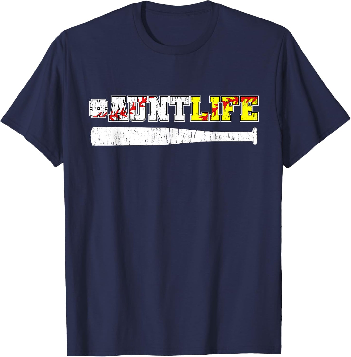 Aunt Life Baseball Softball Aunt T-Shirt - T-Shirt | Navy