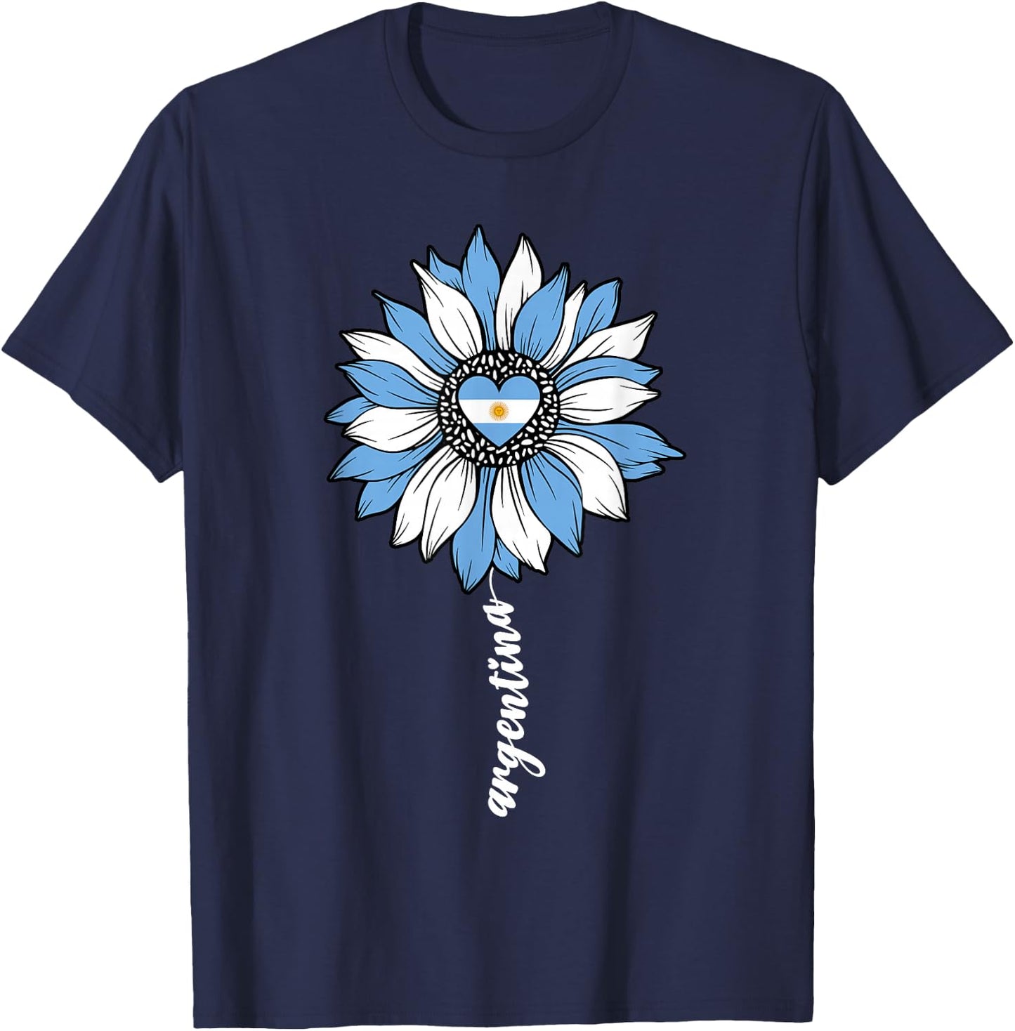Argentina Sunflower Argentinian Girl Girls Flag T-Shirt - T-Shirt | Navy