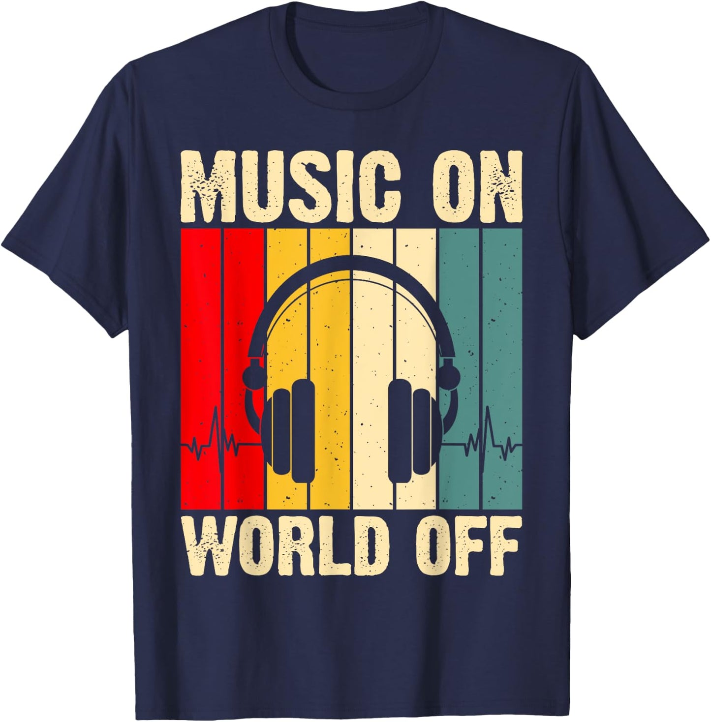 Music On World Off T-Shirt - T-Shirt | Navy