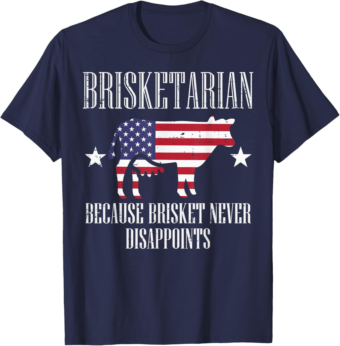 Brisketarian US Flag Brisket Bbq Barbecue 4th July Men Women T-Shirt - T-Shirt | Navy