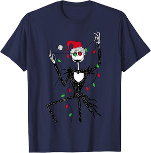 Disney The Nightmare Before Christmas Jack String Lights T-Shirt - T-Shirt | Navy