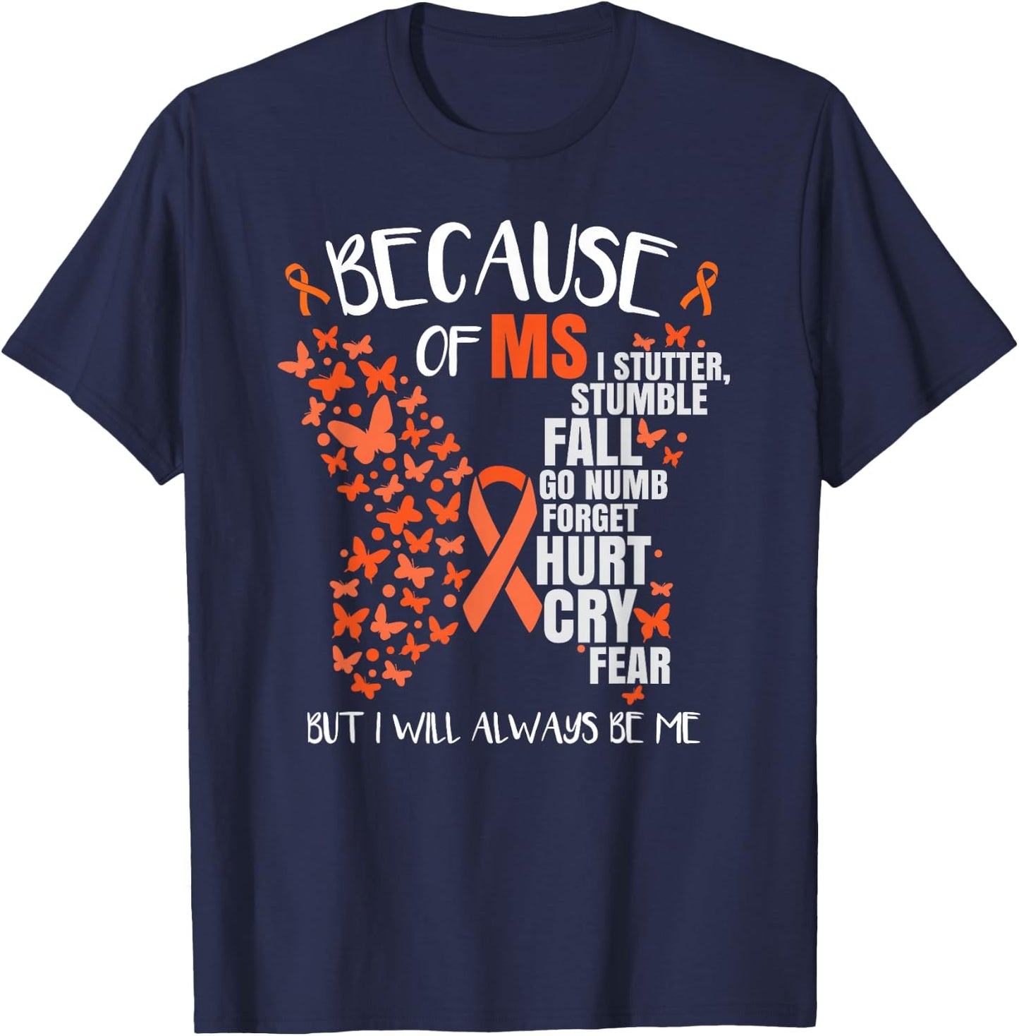 MS Awareness Multiple Sclerosis Butterfly T-Shirt - T-Shirt | Navy