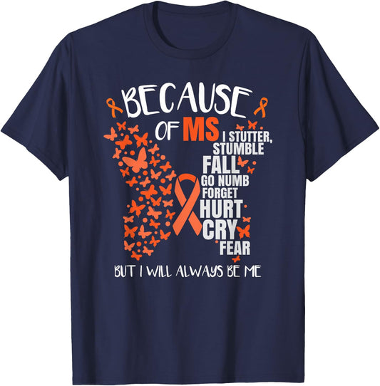 MS Awareness Multiple Sclerosis Butterfly T-Shirt - T-Shirt | Navy