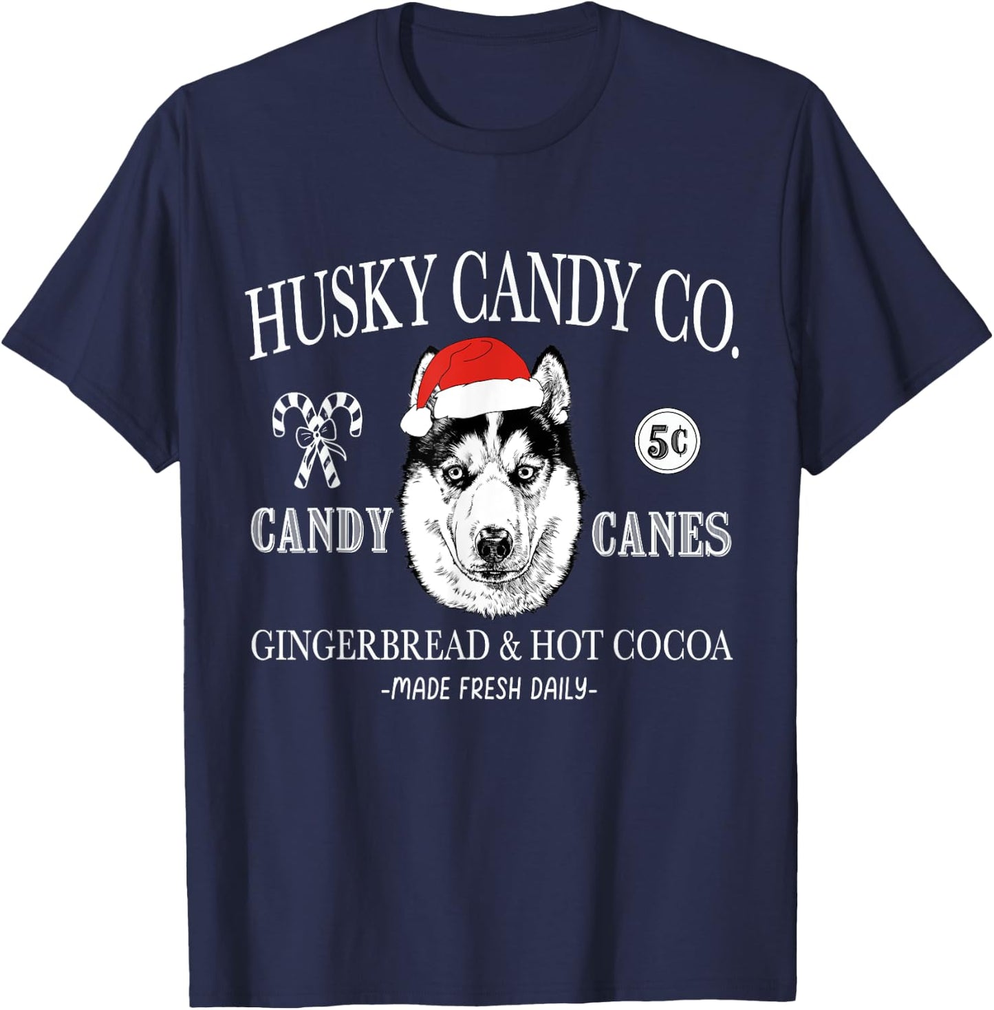 Funny Santa Siberian Husky Mom Christmas Vintage Holiday T-Shirt - T-Shirt | Navy
