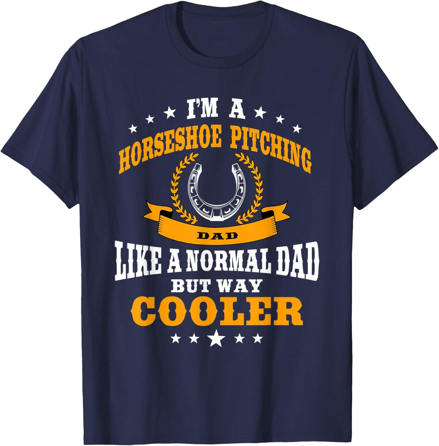 Funny Horseshoe Pitching Dad Design Equine Hoof Men T-Shirt - T-Shirt | Navy