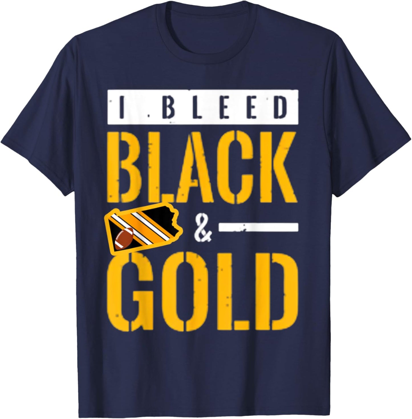 I Bleed Black and Gold Game Day Group School Football Sports T-Shirt - T-Shirt | Navy