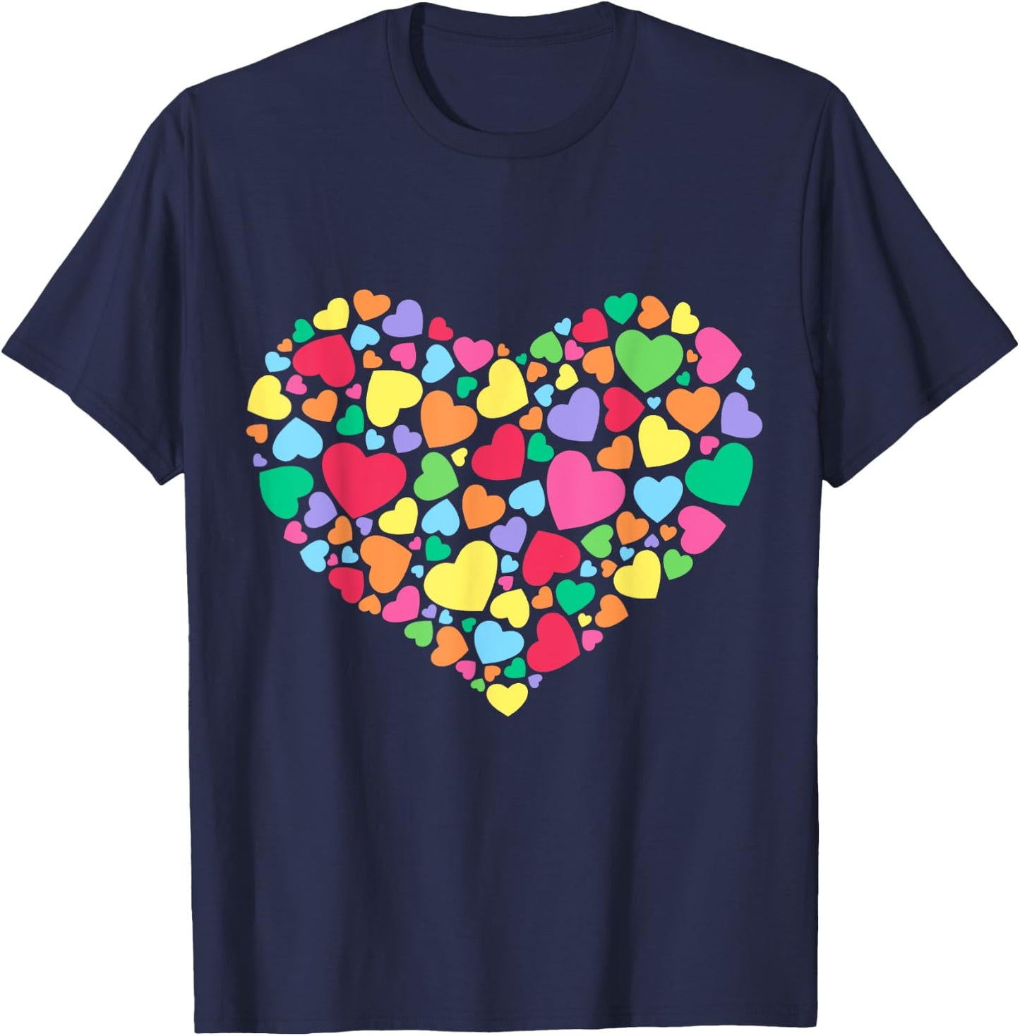 Hearts T Shirt Kids School Valentines Day Girls Boys T-Shirt - T-Shirt | Navy
