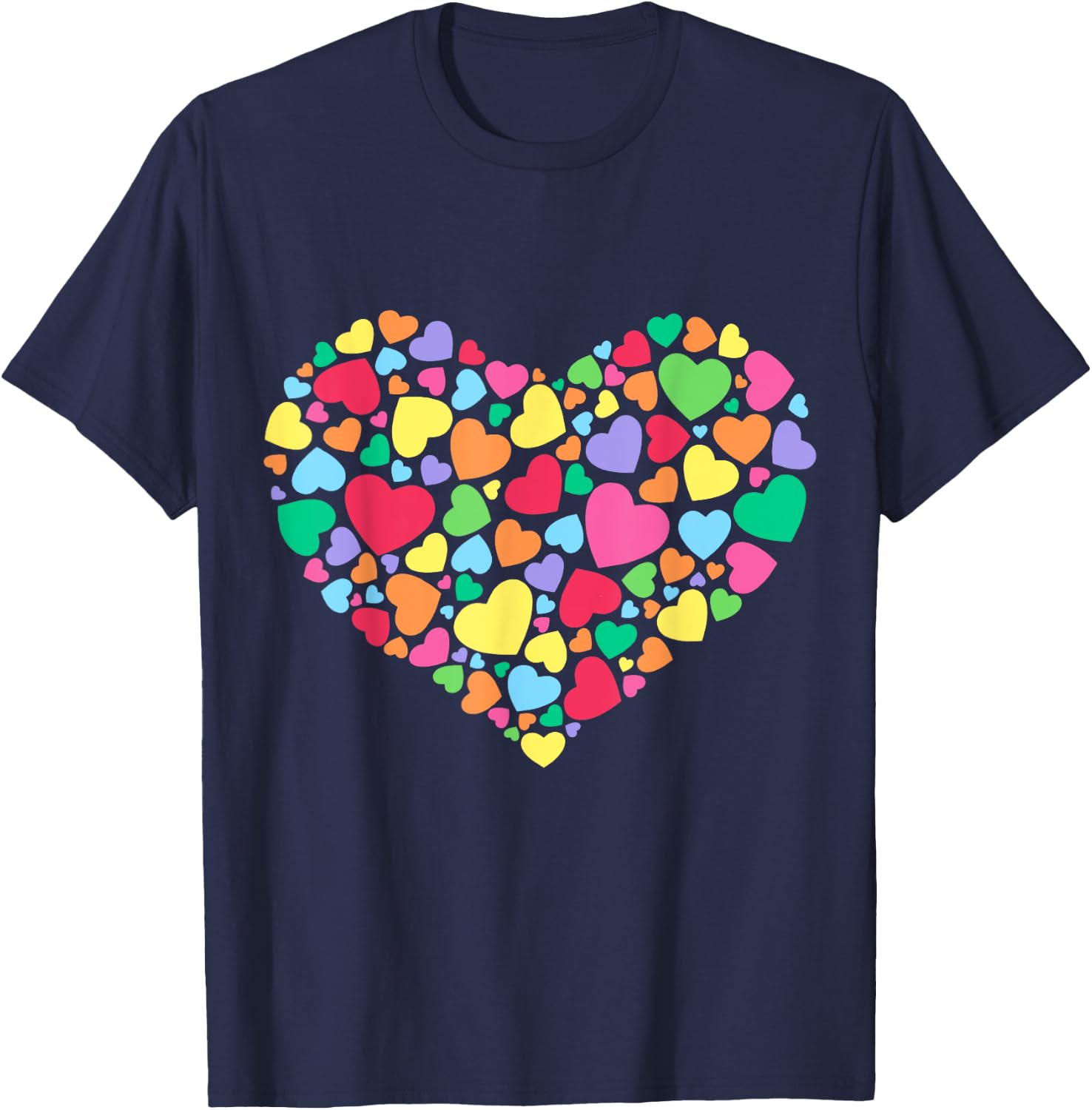 Hearts T Shirt Kids School Valentines Day Girls Boys T-Shirt - T-Shirt | Navy