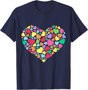 Hearts T Shirt Kids School Valentines Day Girls Boys T-Shirt - T-Shirt | Navy