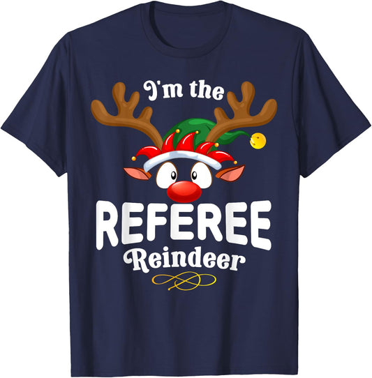 Christmas PJS Referee XMas Reindeer Matching T-Shirt - T-Shirt | Navy