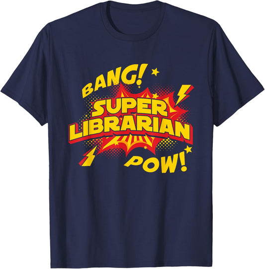 Librarian - Superhero Book Reader School Library Books T-Shirt - T-Shirt | Navy